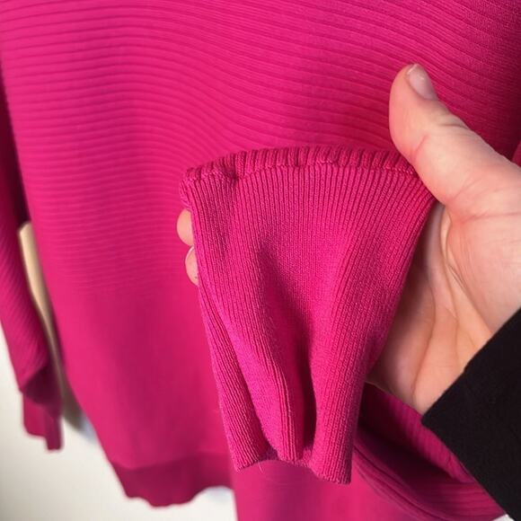 Express Womens Long Sleeve Scoopneck Ribbed Sweater Hot Pink Open Back Small - Picture 3 of 7